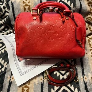 Louis Vuitton EUC COA* Speedy Bandouliere Empriente Cherry